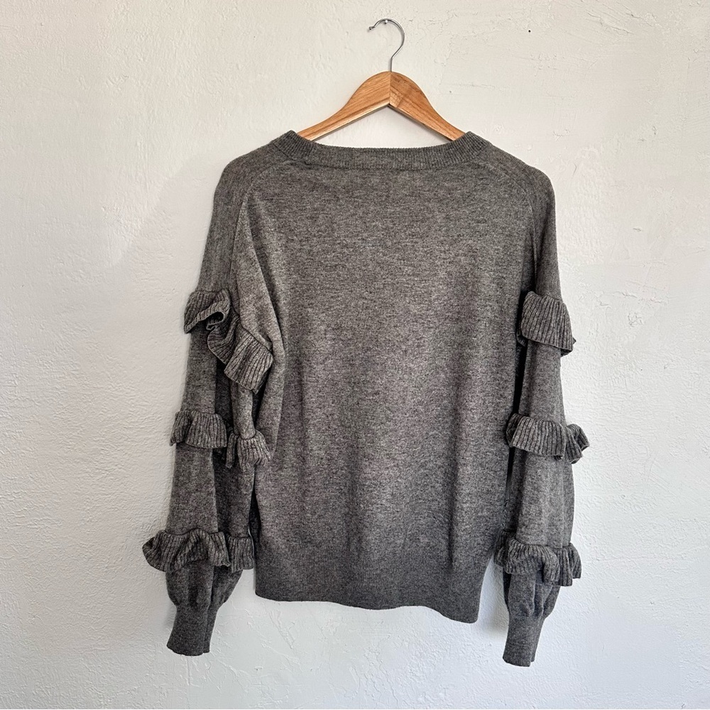 J. Crew Ruffle Sleeve Sweater in Gray - Picture 5 of 8